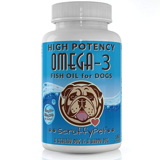 [BRSWKGINDIPB4FYV] Pure Omega 3 Wild Fish Oil for Dogs with Vitamin E - Highest EPA & DHA Softgels Available (1000mg) 180ct