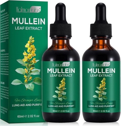 [BRSRAGQHOJYRM2Y2] Dues bandes de l'Emulin per a Lungs, Natural Mulin Hebals suplementaris, Mullein Leaf Extrabe per a la neteja de Lung i la implementació de respirativa, 2.2 fl oz