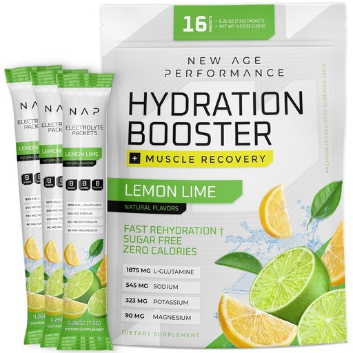 [BRSRAZ35CQCA23A7] Paket Hidrasi Umur Baru, Bubuk Elektrolytes, Enhancer Liquid untuk Relief Dehydration, L- Glutamine Amino Acids for Muscle Workout, Sugar Free & 0 Calorie, 16 Sticks (Lemon Lime)
