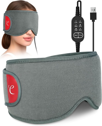 [BRSROCD7O4PRG2DA] Comfytemp Heated Eye Mask for Dry Eyes, USB Wearable Eye Heating Pad, Sinus Headache Migraine Relief Mask, Warm Compress for Eyes with 3 Heat and Time Settings
