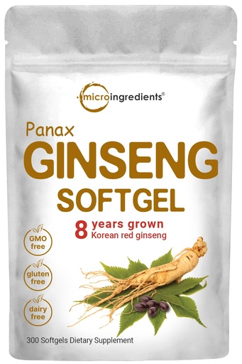[BRSWGALYOQGR4CQ6] Micro Ingredients Red Panax Ginseng Supplement 300 Softgels | High Potency Korean Ginseng Root Extract| Supports Energy & Immune Health | Non-GMO*