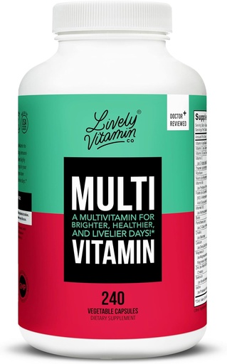 [BRSW2GL5BMIGEETK] VITAMIN VITAMIN CO. Multivitamines - 37 vitamines Minéraux et extraits - Énergie - Mémoire - Fonction immunitaire - Coeur- Cerveau - Focus - Mood - Antioxydants - Sans gluten laitier - 240 capsules végétariennes