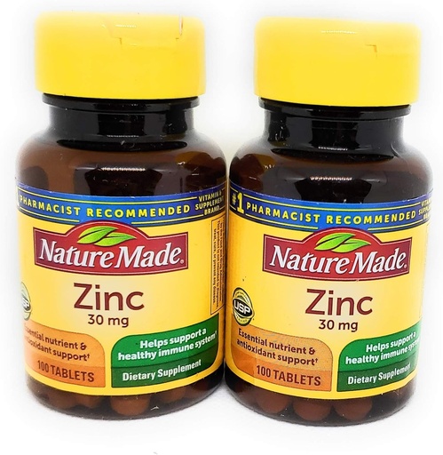 [BRSWIGDYOICQ4FL2] Nature Made Zinc 30 mg Tabs - 30 mg - 100 ct - 2 pk