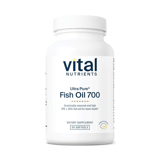 [BRSWIYQFPJYWKC3C] Vital Nutrients Ultra Pure Fish Oil 700 - Supports Heart, Brain, and Joint Health* - Sustainably Sourced High EPA & DHA Omega-3 Fatty Acid - Lemon Flavor - Gluten, Dairy & Soy Free - 60 Softgels