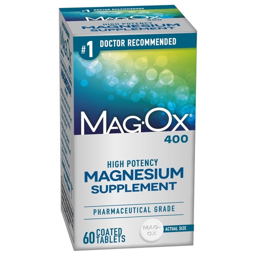[BRSWIZA2CUJQAF3E] Mag-Ox 400 Magnesium Supplement, Pharmaceutical Grade Magnesium Oxide with 482 mg Per Dose, 60 Tablets