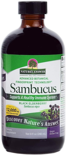 [BRSWGAQNCJYBS3AY] Respuesta de la naturaleza Sambucus Black Elder Berry Extract Syrup in Plastic Bottle Alcohol-Free 8-Fluid Ounces ← Daily Immune Support ← Empaquetado con antioxidantes ← Family Friendly ← Flue Season Defender