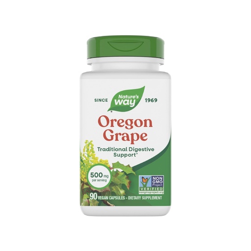 [BRSWIYTYOUEBYCDG] Nature’s Way Oregon Grape, Traditional Digestive Support*, Non-GMO Project Verified, 500 mg per Serving, 90 Capsules (Packaging May Vary)