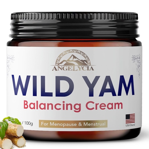 [BRSRAYL4CR7WKF3P] ANGELYCIA Organic Wild Yam Cream for Hormone Balance - Natural Support for Menopause, Perimenopause & PMS Relief - Pure Wild Yam Root Extract Estrogen-Free Balancing Cream for Women - 2 oz