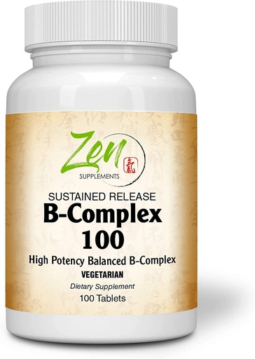 [BRSWY2Y2PIBRQG3F] Complete B-Complex Vitamin Supplement - B Vitamin Supplement Complex with Folic Acid, Biotin, Inositol - for Immune & Cardio Health, Energy Metabolism - 100 Sustained-Release Tablets