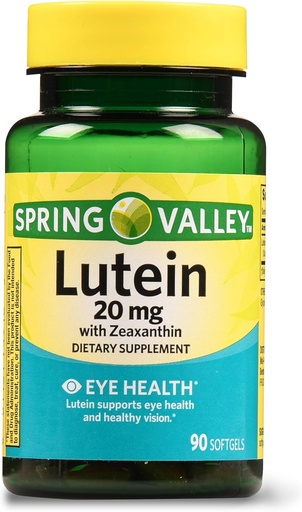 [BRSRMCY5PJ7AEYDO] Spring Valley Lutein with Zeaxanthin Dietary Supplement, 20 mg, 90 Count