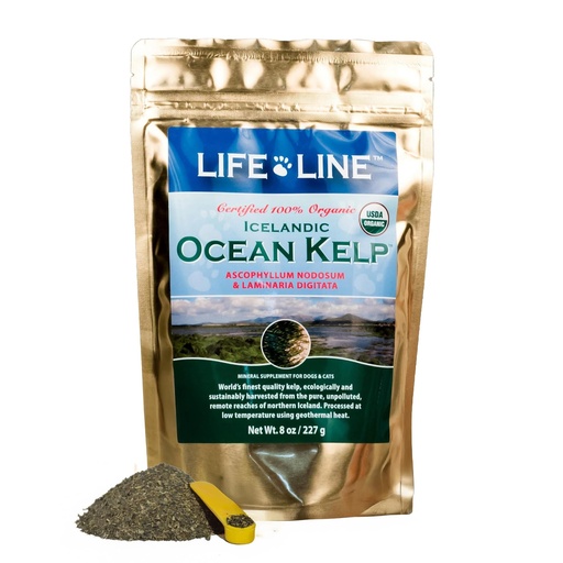 [BRSWIYIQBYDAMGDG] Life Line Organic Ocean Kelp Powder for Cats, Dogs, Livestock, and Horses – Natural Iodine Supplement for Healthy Skin, Coat, and Teeth – Reduces Plaque & Increases Metabolism - 8 oz