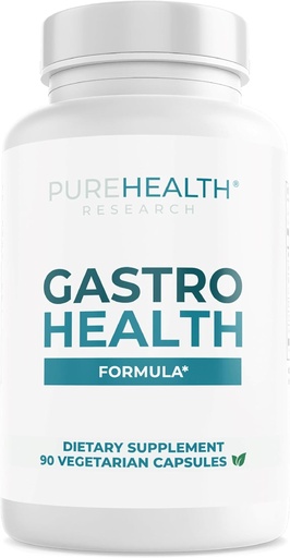 [BRSROYADOR6WGYIV] PUREHEALTH RESEARCH Gastro Helse Formula - Naturlig alginat for syre Reflux - DGL Supplement for Heartburn & Indigestion - Med artichoke, Rhodiola Rosea, Hyaluronsyre, Quince og mer - 90 kapsler
