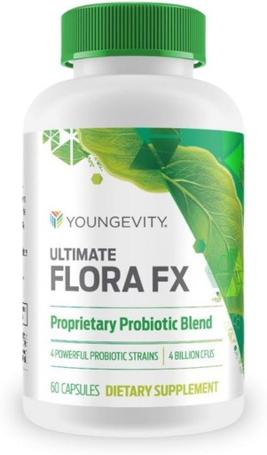 [BRSWIHQGCMORAEI3] Youngevity Ultimate Flora FX Probiotic Supplement - 4 Bottles 60 Capsules Per Bottle