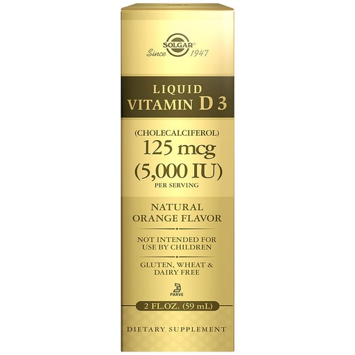 [BRSWIZQ7PMCBUDLE] Solgar Liquid Vitamin D3 125 mcg (5,000 IU), 2 fl oz - Delicious, Natural Orange Flavor - Helps Maintain Healthy Bones & Teeth - Immune System Support - Gluten Free, Dairy Free, Kosher - 59 Servings