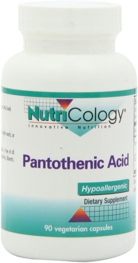 [BRSWIYQ2PN4WK2L6] Nutricology Pantothenic Acid - Vitamina B5 para Hombres &amp; Mujeres, Calcio, 500 mg Suplemento, Pura, Orgánica, Vegetariana Capsules - 90 Cuenta