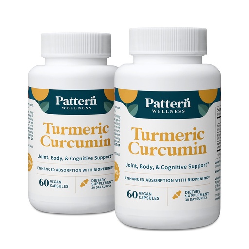 [BRSRMAL5AAHQ43Q6] Pattern Wellness Turmeric Curcumin – 95% Curcuminoids with BioPerine® Black Pepper – Supports Joint, Cognitive & Immune Health – Non-GMO, Gluten Free – 120 Capsules
