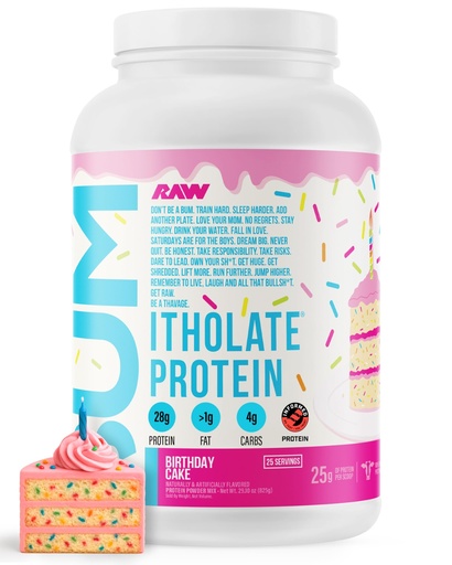 [BRSRMCYFCUFBOAA6] RAW Whey Isolate Protein Powder, Birthday Cake (CBUM Itholate Protein) - 100% Grass-Fed Sports Nutrition Powder for Muscle Growth & Recovery - Low-Fat, Low Carb - 25 Servings