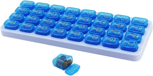 [BRSROEIKCAIRMAI6] Monthly Pill Organizer, Large Travel Pill Box 31 Day, Daily Pill Case, Pill Holder Container for Vitamin, Medicine, Supplement, Fish Oil, Blue