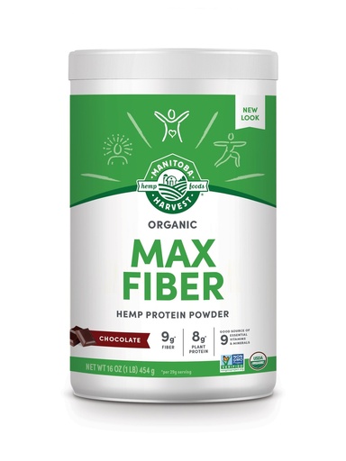 [BRSWIYACOV6W2ETI] Manitoba Harvest Hemp Yeah Organic Max Fiber Protein Powder, Omegas 3&6 per Serving, Brown, Chocolate, 16 Ounce, Packaging May Vary
