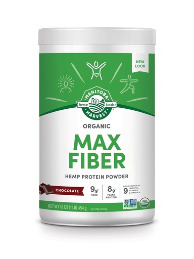 [BRSWIYACOV6W2ETI] Manitoba Récolte du chanvre Oui Bio Max Fibre Protéine Poudre, Omégas 3 et 6 par portion, Brun, Chocolat, 16 Once, Emballage Mai Varier