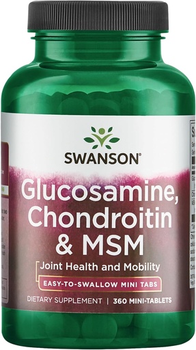[BRSWGEL4PN7QYHTF] Swanson Mini-Tabs Glucosamine Chondroitin & Msm Joint Mobility Flexibility Comfort Cartilage Connective Tissue Health Support 750/600/300 Milligrams 360 Tabs
