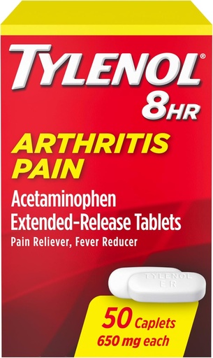 [BRSRMEIEA4HWYYA2] Tylenol 8 oră Durere de relief Artrita Extended-Release comprimate, 650 mg Acetaminofen, dureri articulare Relieiver & Febra Reductor Medicina, Durere orală Reliever pentru Artrită & Durere articulară, 50 Conte