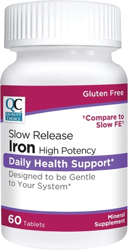 [BRSWGZI7OZ6ROG3O] Quality Choice Iron High Potency Slow Release Tablets, 45mg, 60 Tabets Each (Pack of 4)