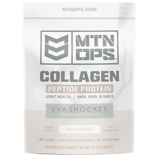 [BRSWGAQOCF5AECLH] MTN OPS Collagen Peptides Protein Powder, Unflavored Bovine Collagen, 20g Protein per Serving, Zero Sugar, Paleo Friendly, Eva Shockey Signature Series, 30 Servings, 21.2 oz