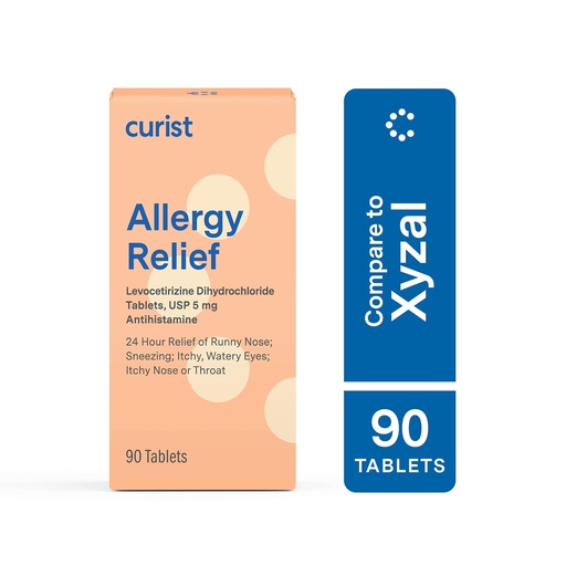 [BRSWGCYHO4BBUETB] Curist - Generic Xyzal Levocetirizine 5 mg - (90 Tablets) - Allergy Pills, 24 Hour Allergy Relief - Allergy Medicine