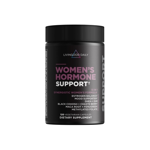 [BRSROHQPOICQO3TL] Livingood Daily Women’s Hormone Support Supplement, Estrogen Balance with Fenugreek, Black Cohosh, Chasteberry, DIM, Natural PMS & Menopause Support, Non GMO, Gluten Free, Vegetarian Capsules, 120 Ct