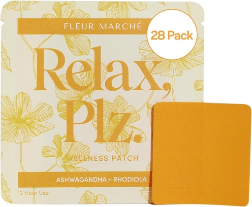 [BRSROCAEAENQM3D3] Fleur Marche Relax, Plz Botanical Supplement Patch - Calming & Relaxing Wellness Patch with Ashwagandha, Chamomile & Other Powerful Adaptogens - Highly Bioavailable - 28 Patches