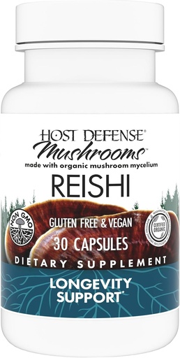 [BRSWIFQOA4OWGHD6] Host Defense Reishi Capsules - Heart &amp; Immune Health Support Supplement - Mushroom Supplement to Support Energy & Vitality - Reishi Supplement to Aid General Well-Being - 30 Capsules (15 Servings)*
