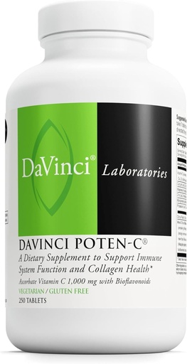 [BRSRMHA6PIPBQHTV] DAVINCI Labs Poten-C - Support Immune System Function & Collagen Health* - Vitamin C, Calcium, Magnesium, Zinc, Potassium, Manganese & Bioflavonoids - Vegetarian - Gluten-Free - 250 Tablets