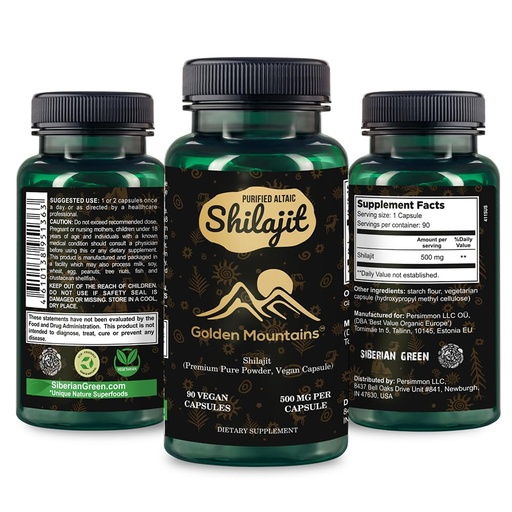 [BRSROAQ3BEOQEADF] Golden Mountains Shilajit Vegan Capsule 500mg Pure Altai 90 Count Premium Trace Minerals