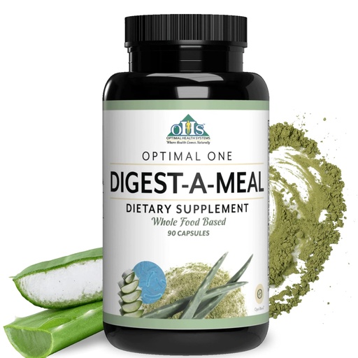 [BRSWIZTRB55BMADI] Optimal Health Systems Digest-A-Meal | Gut Health Enzyme & Probiotic | Bloating, Acid Reflux, & Indigestion Relief + Aloe Vera Leaf | Digestion Supplement | 90 Capsules