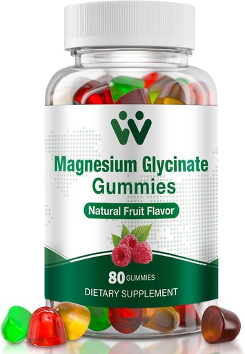 [BRSREFT7CMMRQYD4] Magnesium Glycinate Gummies 400 Mg, Sugar-Free Magnesium Gummies for Kids and Adults with L-Threonate, Calcium & Vitamins B6+D3, 80 Count Magnesium Glycinate Gummy Mixed Fruit Flavors