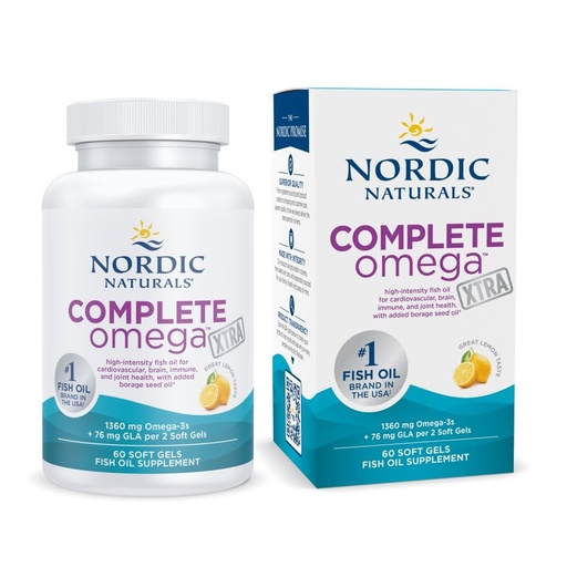 [BRSWI2YCPMGBKFDO] Nordic Naturals Complete Omega Xtra, Lemon - 60 Soft Gels - 1360 mg Omega-3 + 76 mg GLA - Healthy Skin - Cognition - Non-GMO - 30 Servings