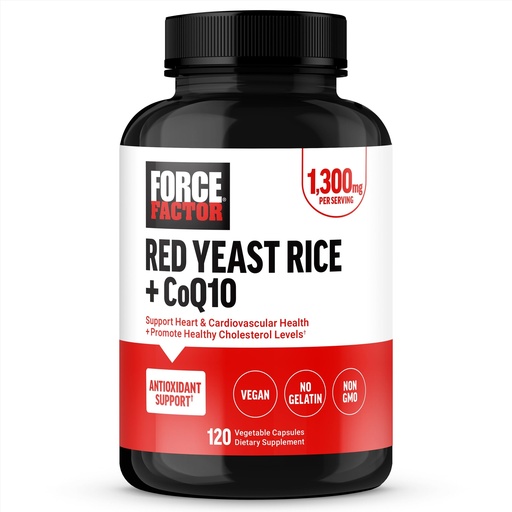 [BRSRA2YECQCQACI2] Force Factor Red Yeast Rice + CoQ10 Supplement for Antioxidant Support, Non-GMO, Vegan-Friendly, Premium Quality, 120 Capsules