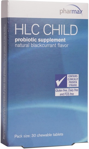[BRSWIYL6CV7AG3TE] Pharmax HLC Child | Probiotic Supplement for Children | 30 Chewable Tablets | Natural Blackcurrant Flavor