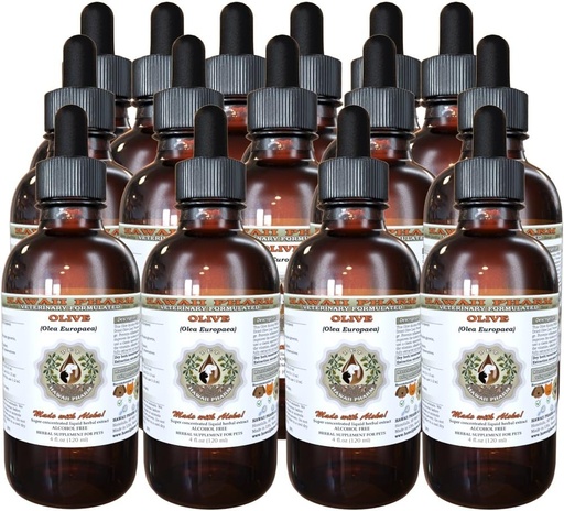 [BRSWKHQRAAHWK23E] HawaiiPharm Olive (Olea europaea) Organic Dried Leaf Veterinary Natural Alcohol-Free Liquid Extract, Pet Herbal Supplement 15x4 oz