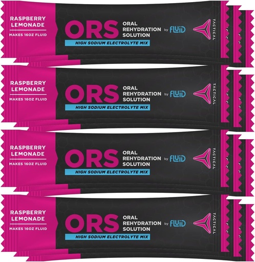 [BRSRAFAOOEFBUETO] Fluid Tactical - ORS Extreme Dehydration Electrolytes, Raspberry Lemonade | 12 Count Stick Packs