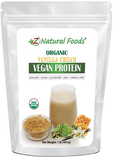 [BRSW2CQLDMCR4GT5] Z Natural Foods Organic Vanilla Cream Vegan Protein Powder, Vanilla Flavored Vegan Protein Supplement, All Natural, Vegan, Non-GMO, 1 lbs