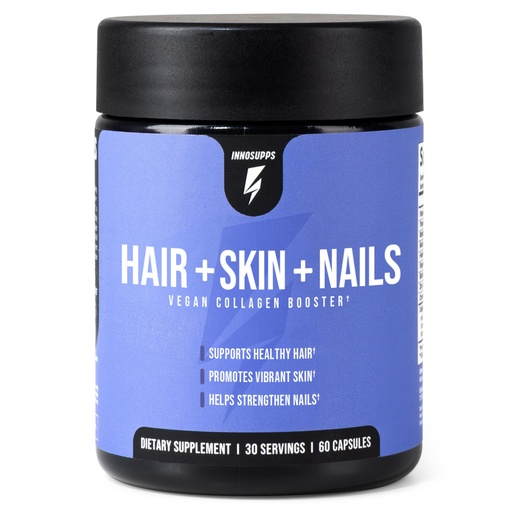 [BRSW2H34PMNQ43YZ] InnoSupps Hair + Skin + Nails Supplement | Vegan Collagen Booster | Biotin, B12, Horsetail Herb Powder | Stimulate Hair Growth, Revitalize Skin, Strengthen Nails | 60 Capsules