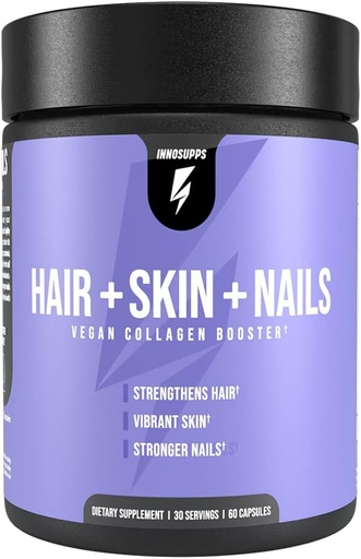 [BRSW2H34PMNQ43YZ] InnoSupps Hair + Skin + Nails Supplement ¦ Vegan Collagen Booster  Biotin, B12, Horsetail Herb Powder ← Estimular el crecimiento del cabello, revitalizar la piel, fortalecer las uñas  60 cápsulas