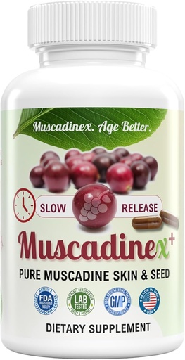 [BRSWIZYICIEGOE32] USA Muscadine Quercetin, Ellagic Acid, Resveratrol, Myricetin, Kaempferol & BioPerine - Time Release Capsules for Extra Bioavailability - Vegan - Non GMO - Gluten Free - Made in USA