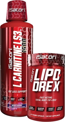 [BRSWYBAKAUPGA2Q2] iSatori Lipo-Drex Fat Loss Thermogenic Formula - Fast Acting Weight Loss -Appetite Suppressant (60 Capsules) L-Carnitine Liquid Fat Burner and Metabolism Activator- Mixed Berry (32 Servings)