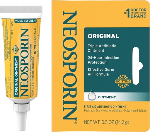 [BRSWIY37O4AB2DDE] Neosporin Original First Aid Antibiotic Ointment with Bacitracin Zinc for Infection Protection, Wound Care Treatment & Scar Appearance Minimizer for Minor Cuts, Scrapes and Burns,.5 oz