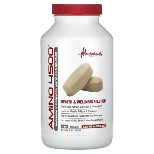 [BRSWGBA2OAMGMCAY] Metabolic Nutrition Amino 4500 Tablets Maximum Potency Hydrolyzed Amino Acid Complex 4500mg (180)