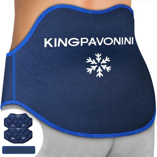 [BRSROAQNABYQIHQY] KingPavonini Extra Large Ice Pack per il Rilievo Del Dolore Di Schiena con Cinturino Dell'estensione, 2 Pack Reusable Lower Back Gel Ice Pack Wrap per Chirurgia Lombare, Sciatica, Dischi Herniated, Dolore Coccix, Terapia Fredda/Hot