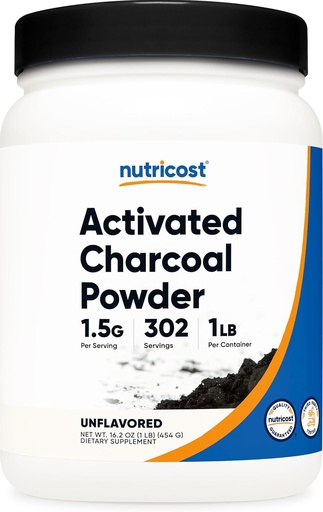 [BRSWGBT7DJ6GKCT7] Nutricost Activated Charcoal Powder 1lb - Food Grade Powder, Toothpaste, Facemask, Odor Control, Vegetarian, Gluten Free, Non-GMO